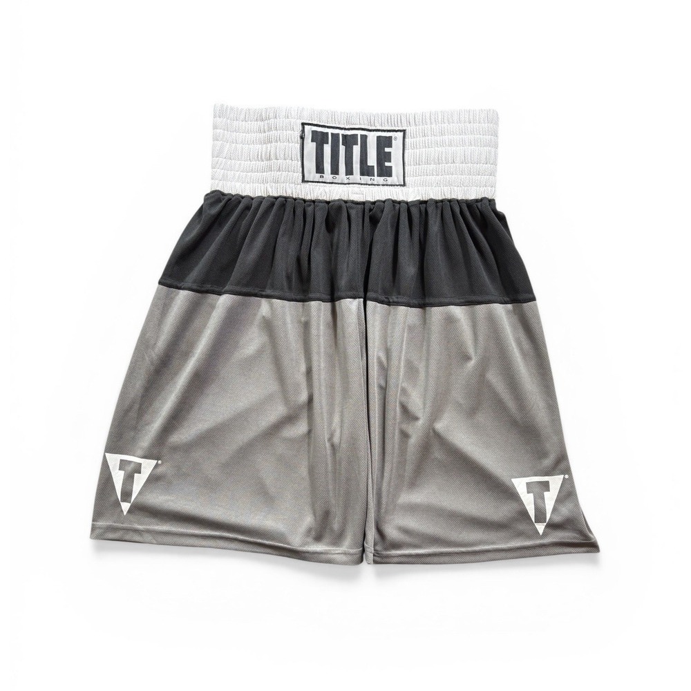 Title Boxing Men's SZ Medium Fight MMA Boxer Trunks UFC Gray Black & White -1633
